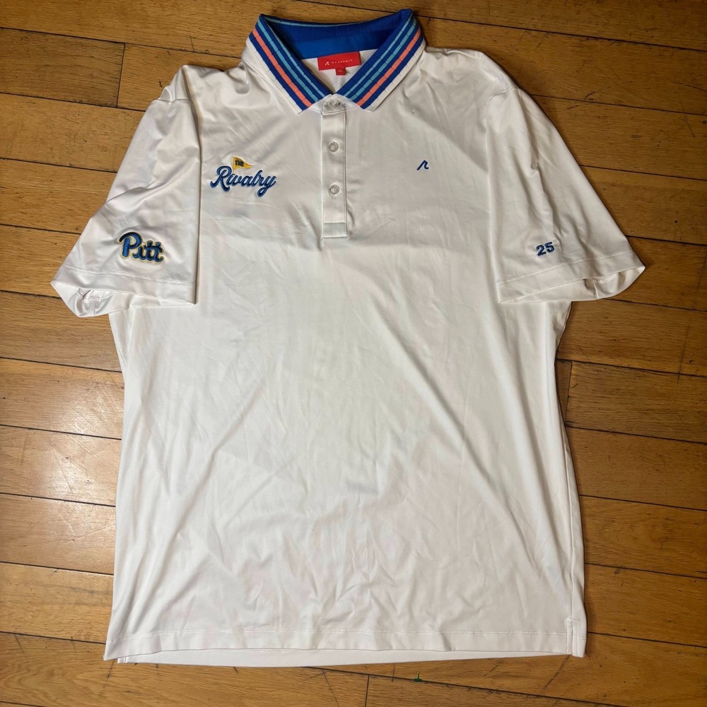 Redvanly Pitt Panthers The Rivalry Golf Polo Shirt XL White Striped Collar